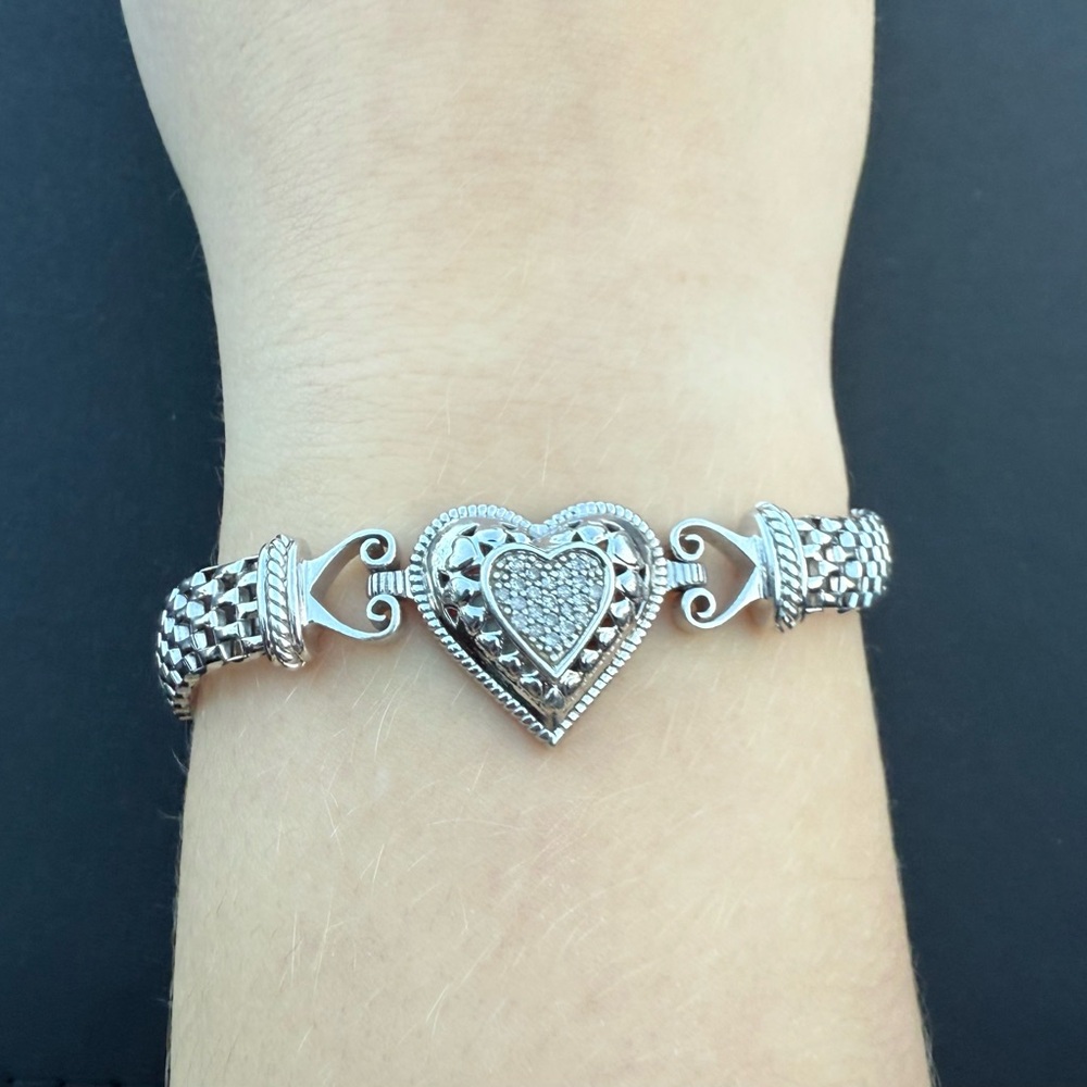 Diamond Silver Heart Bracelet - Picture 2 of 5